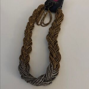 Paparazzi Braided Gold and Silver Necklace Set